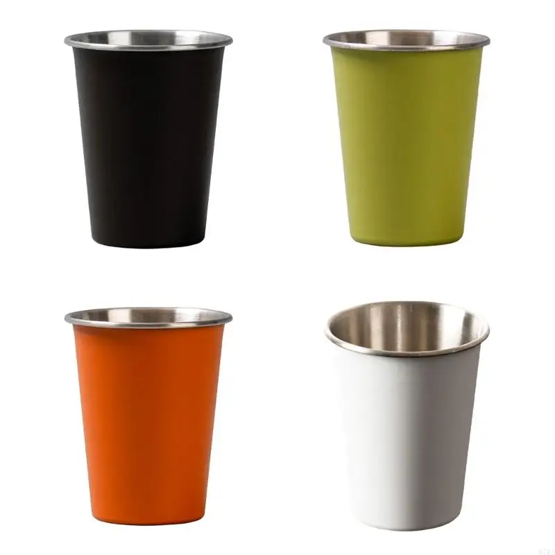 

97BA 4pcs 350ml Stackable Camping Cup Stainless Steels Teas Milk Beer Mug Enduring