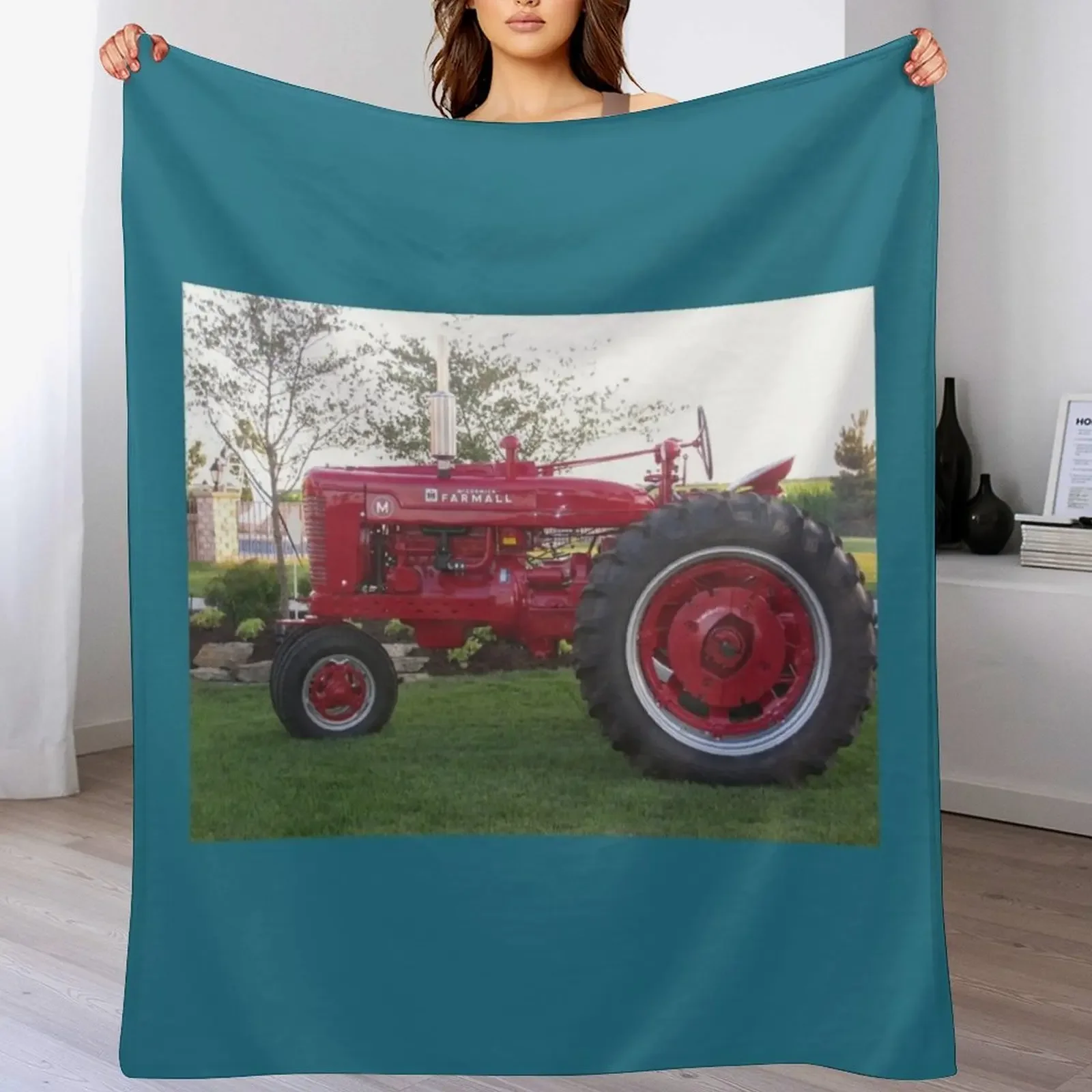 

New Farmall M Tractor Postcard Throw Blanket Luxurious Soft Blanket Holiday Gift for Family