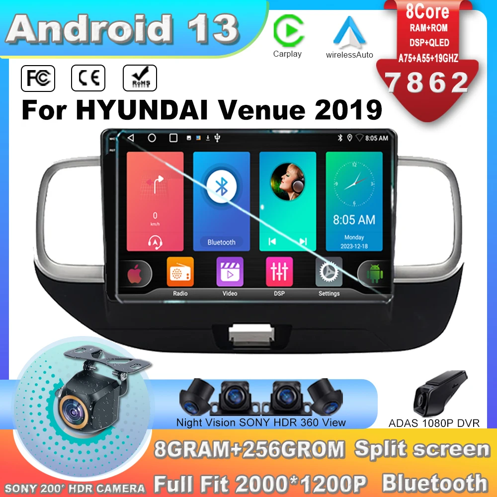 

car stereo For HYUNDAI Venue 2019 Android 13 Autoradio Touchscreen Radio Multimedia Video Player Navigation GPS 7862CPU 2din