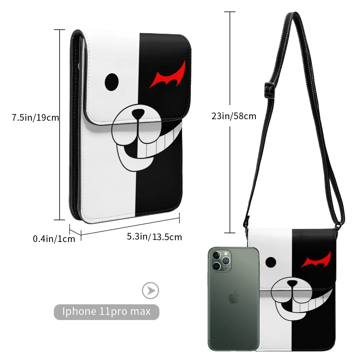 Danganronpa Monokuma Crossbody Wallet Cell Phone Bag Shoulder Bag Cell Phone Purse Adjustable Strap