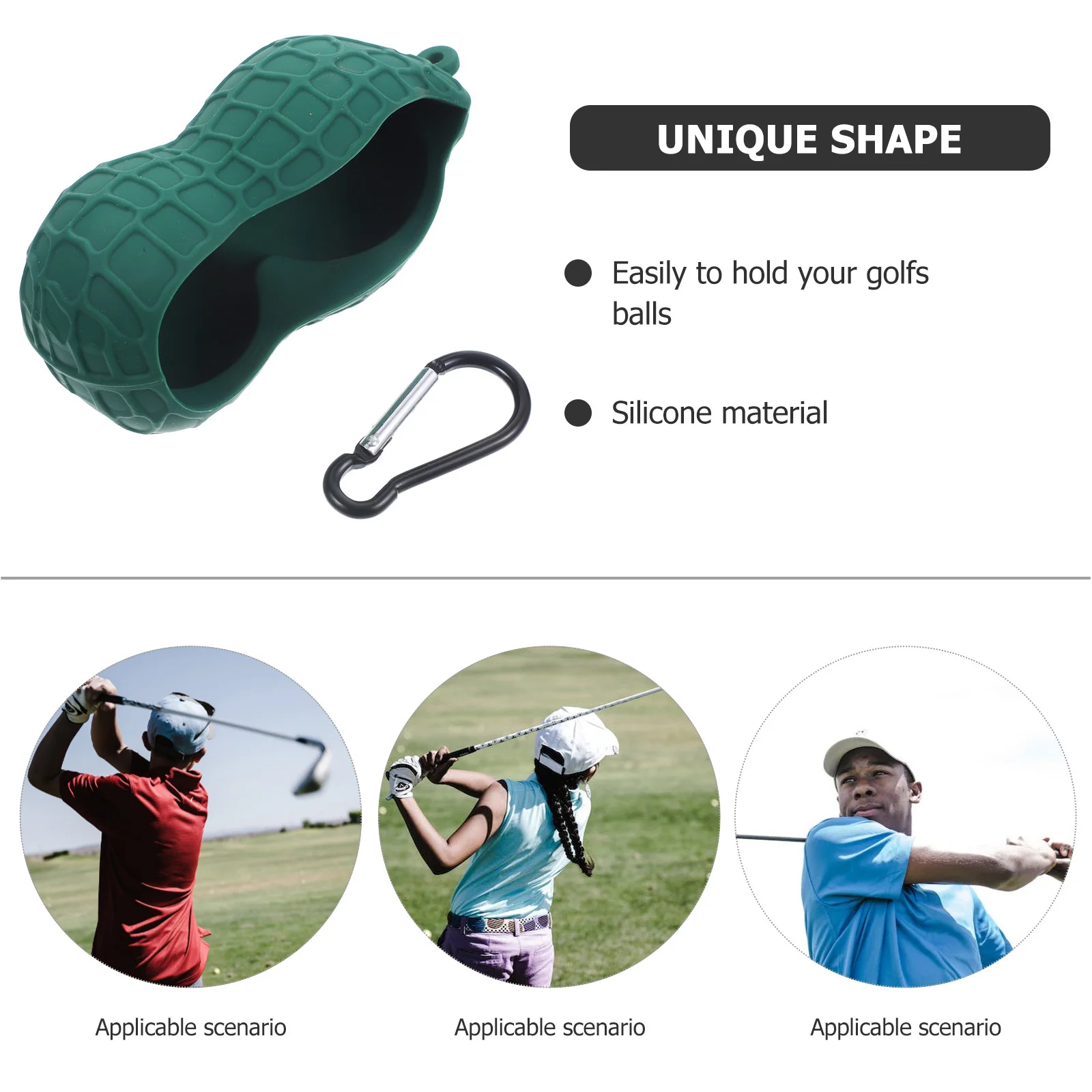 

Golf Ball Container Silicone Material Nonstick Easy Clean Carabiner Keychain Golf Accessory for Men Golfs Ball Sleeve