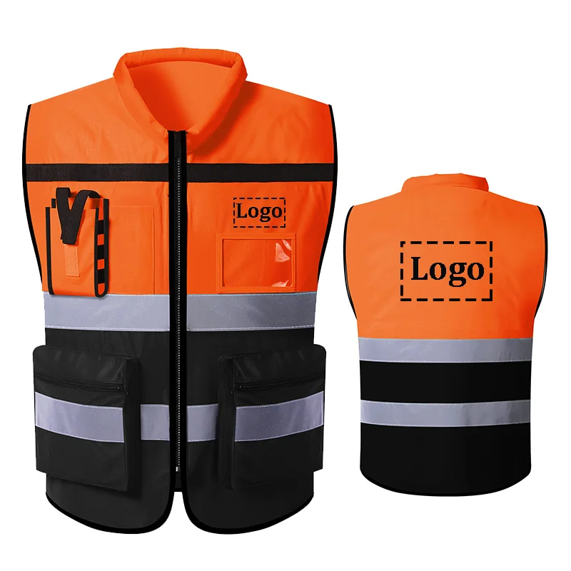 High Vis Vest Security with Logo Safety Vest Logo Back Reflective Safety Vest for Work Construction Clothes Men