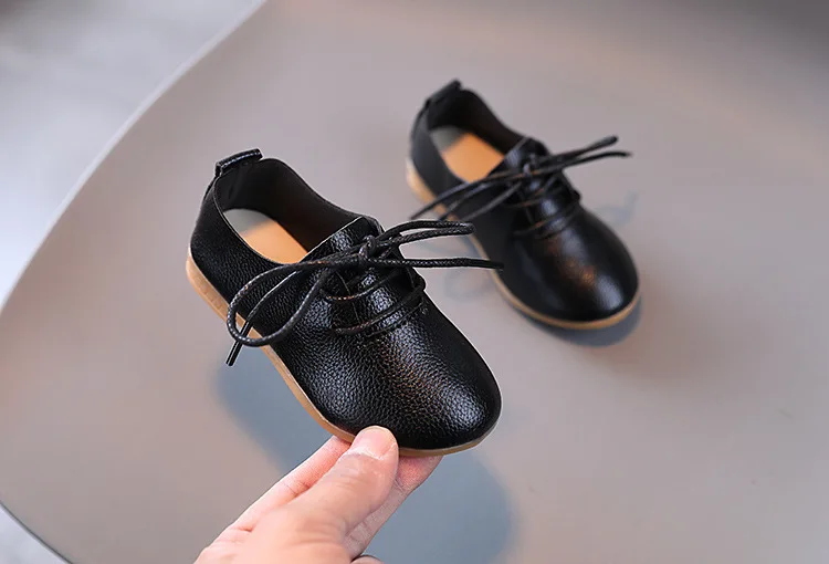 New Children Leather Shoes Princess Boys Girls Lace Shoes Baby Flats Student Kids Soft Sole Shoe 1 2 3 4 5 6 7 8 9 10 11 12 Year