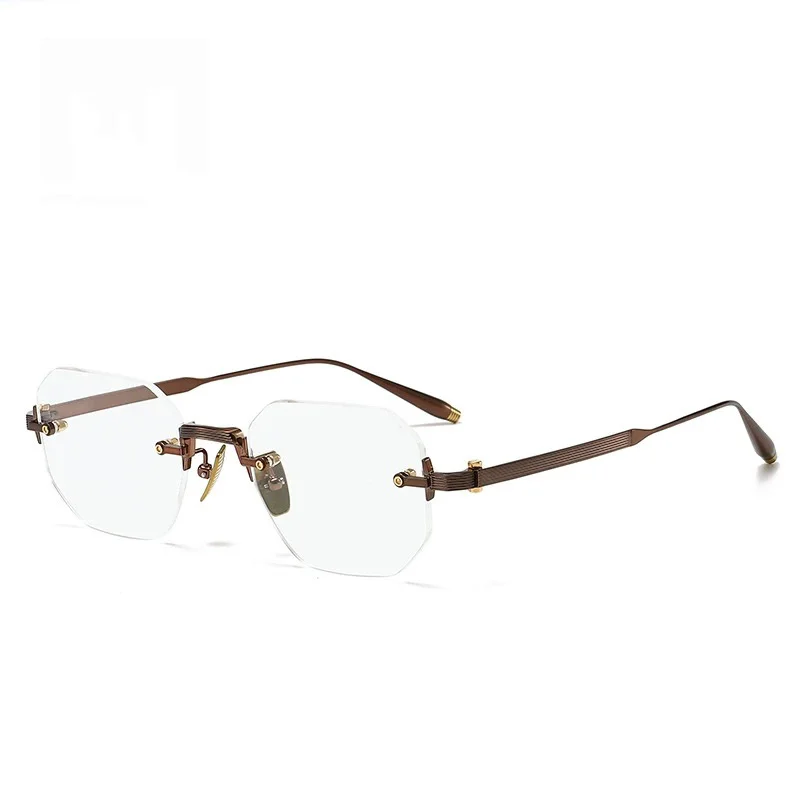 

AKS-308 Unique Rimless Unisex Clear Lens Fashion Eyeglasses Minimalist Design Modern Daily Eyewear Belight Optical
