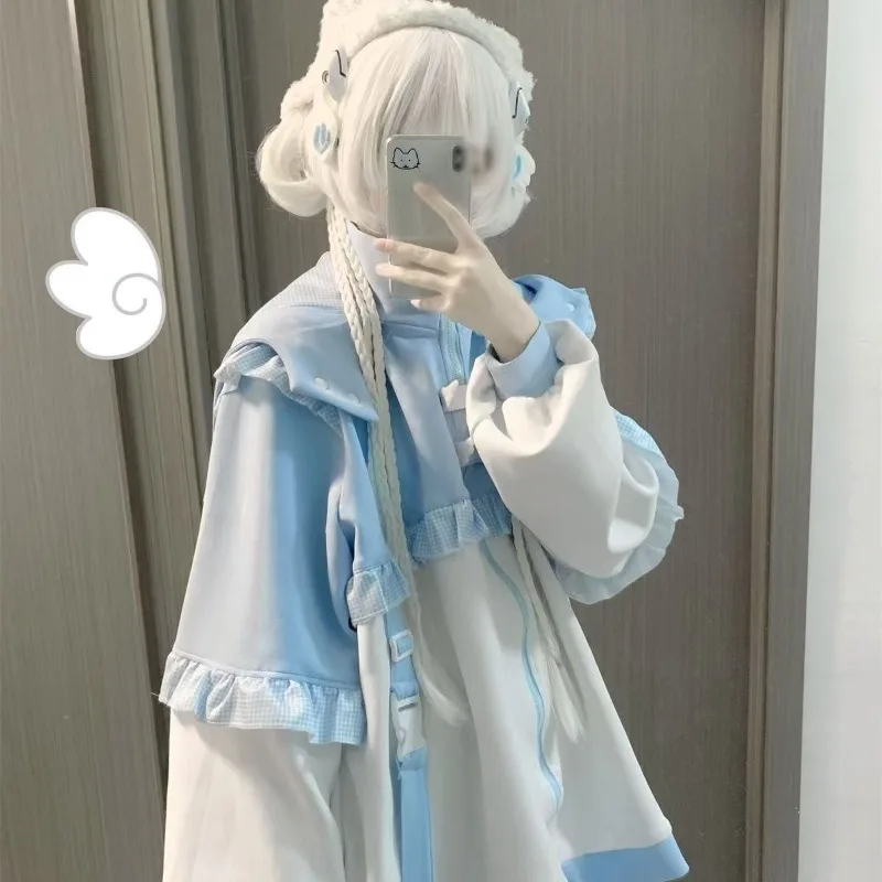 Subculture Y2K Japanese Kawaii Lolita Design Hoodies COS Harajuku Zipper Hoodie Coat Women's Oversize Sweet Loose Casual Outwear