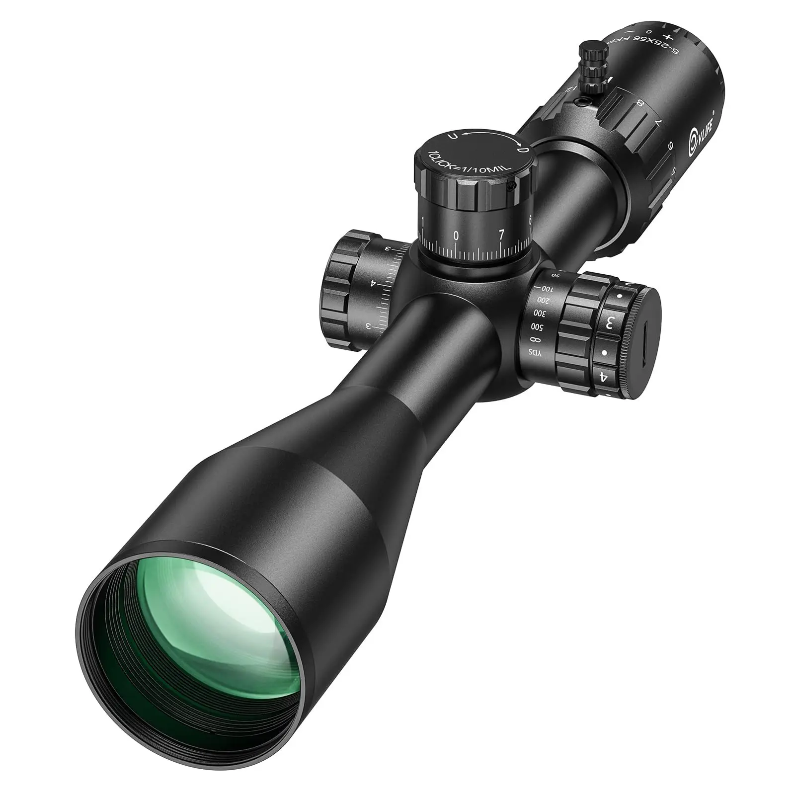 CVLIFE BearSwift 5-25x56 FFP First Focal Plane MIL Scope Illuminated Reticle Zero Stop Parallax Long Range 34mm Tube