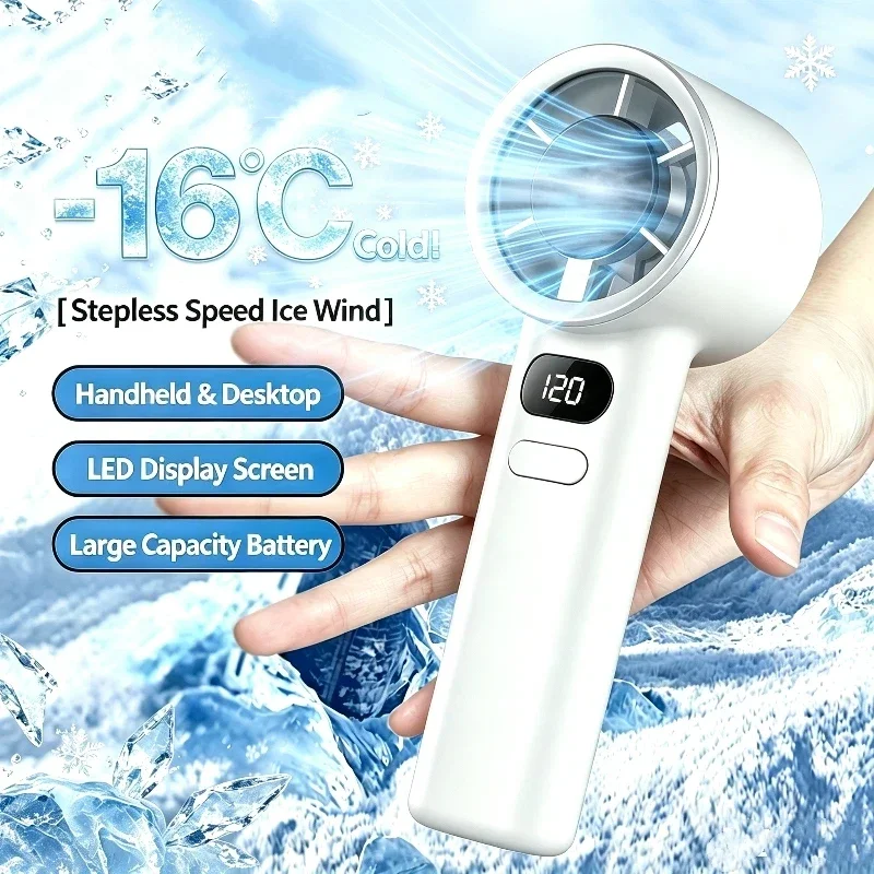 Mini Handheld Fan 120 Speed Portable Bladeless Desktop Fans Rechargeable Instant Cooling With Ice Mode For Men Women New