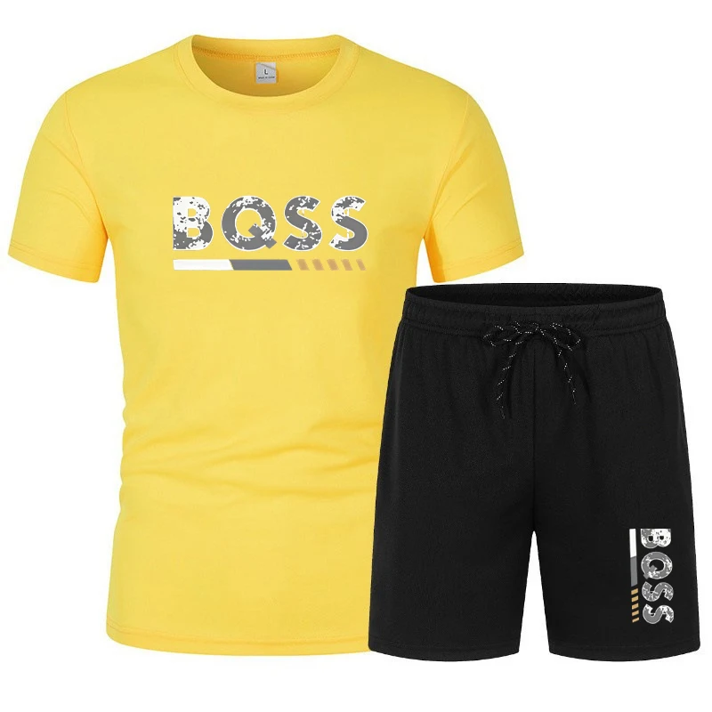 Conjunto deportivo de verano de manga corta para hombre, conjunto de dos piezas, conjunto deportivo de verano de secado rápido para hombre, camiseta de manga corta de malla transpirable y