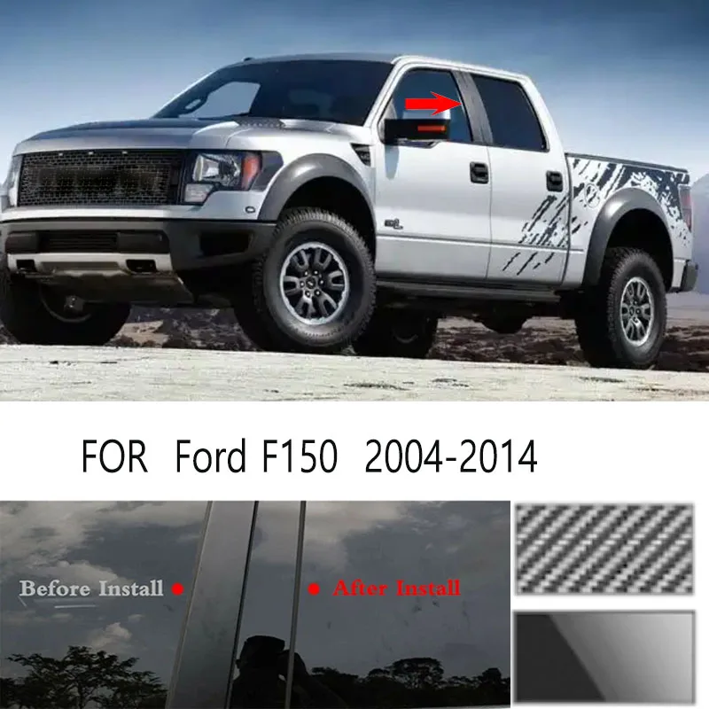 

For Ford F150 2004-2014 Glossy Black Window Door Column B C Pillar Post Cover Trim Auto Sticker Styling