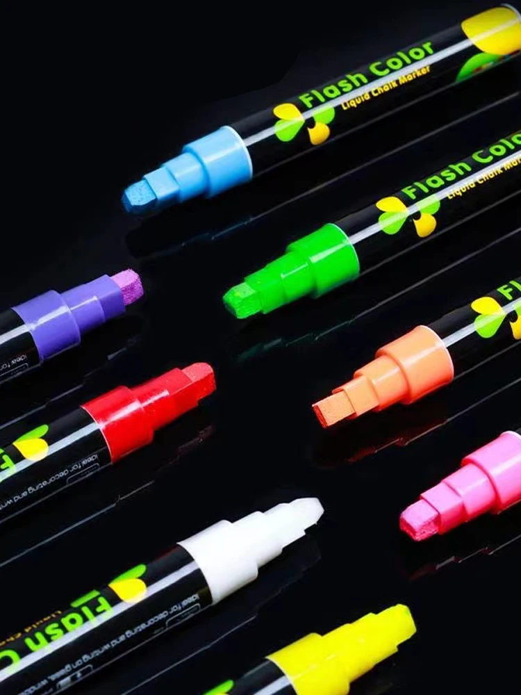8 Color/set LED Highlighter Fluorescent Marker Pens Erasable Chalk 5/6/8/10mm Stationery For LED Writing Board Painting Graffit image 5