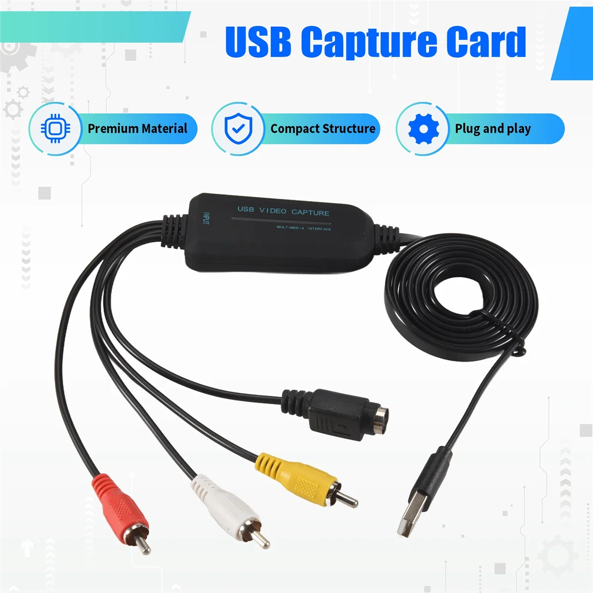 A25UUSB 2.0 Video Capture Card Single Channel USB Capture Card AV Capture Device Drive-Free Digital Converter