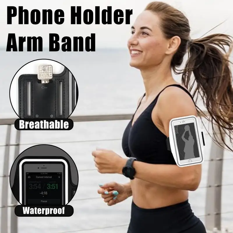 Phone Holder For Running Waterproof Arm Band For Phone For Running Reflective Adjustable Lightweight Shockproof Storage Bag With