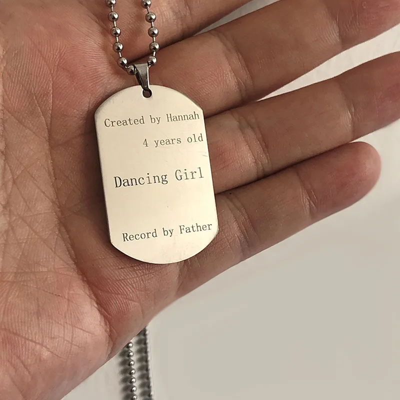 Kiss Jewelry Personalized Custom Photo Name Message Necklace Stainless Steel Pendant Chain Engrave ID Dog Tag Necklace Gifts