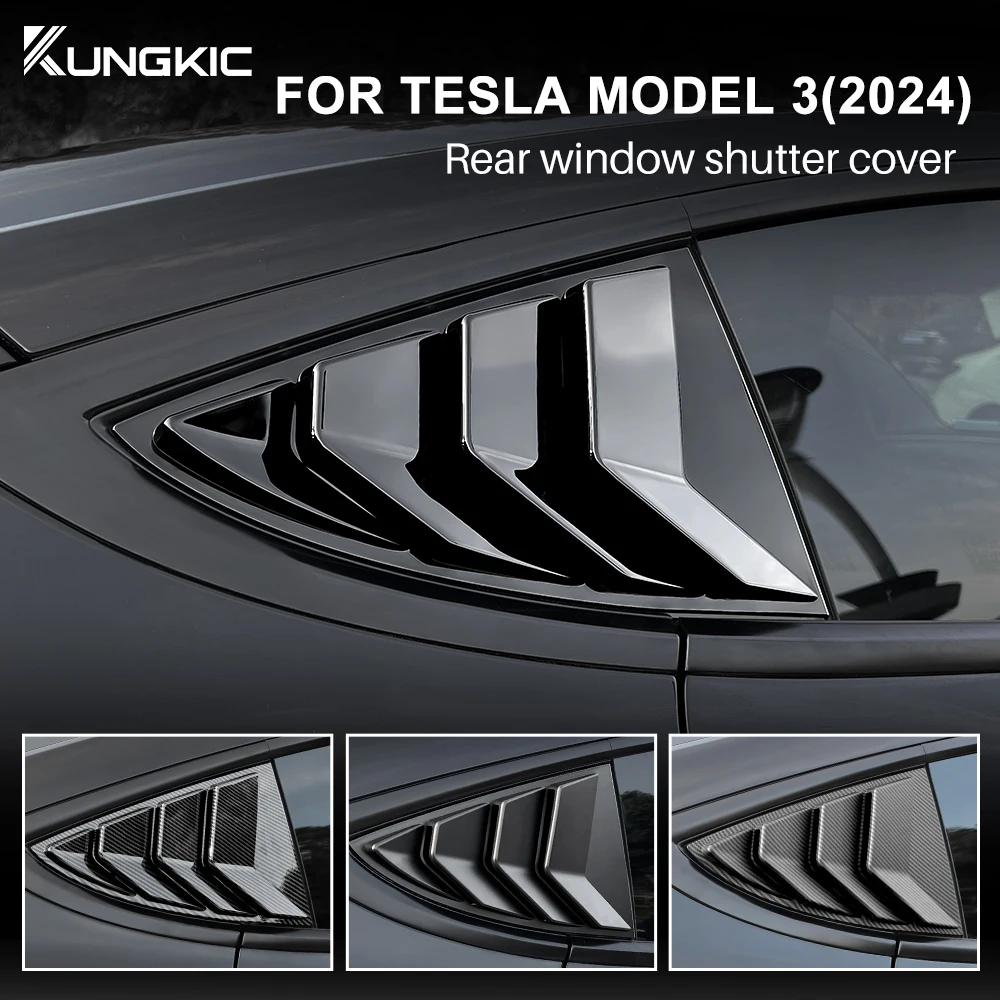 for Tesla Model 3 2017-2023 2024 Highland ABS Rear Car Window Shutter Cover Louver Side Vent Trim Triangle Modified Accessories