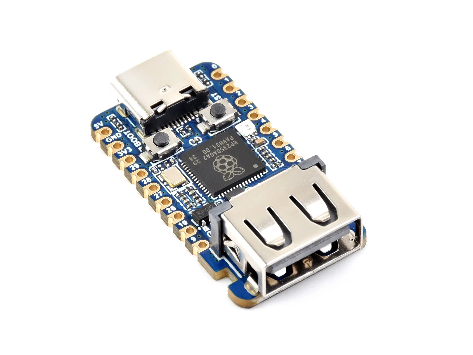RP2350-USB-A Waveshare USB Mini Development Board oparta na dwurdzeniowym mikrokontrolerze Raspberry Pi o podwójnej architekturze 150MHZ