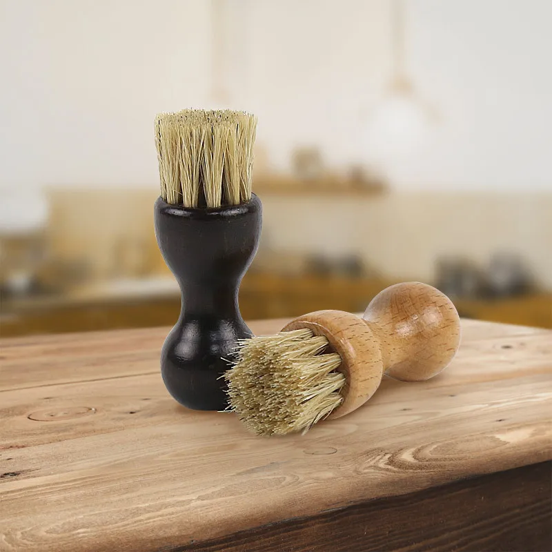 1pcs Wooden Handle Shoes Shine Brush Polish Bristle Hair Buffing Brush Mini Gourd Shoes Oil Brush Dropshipping