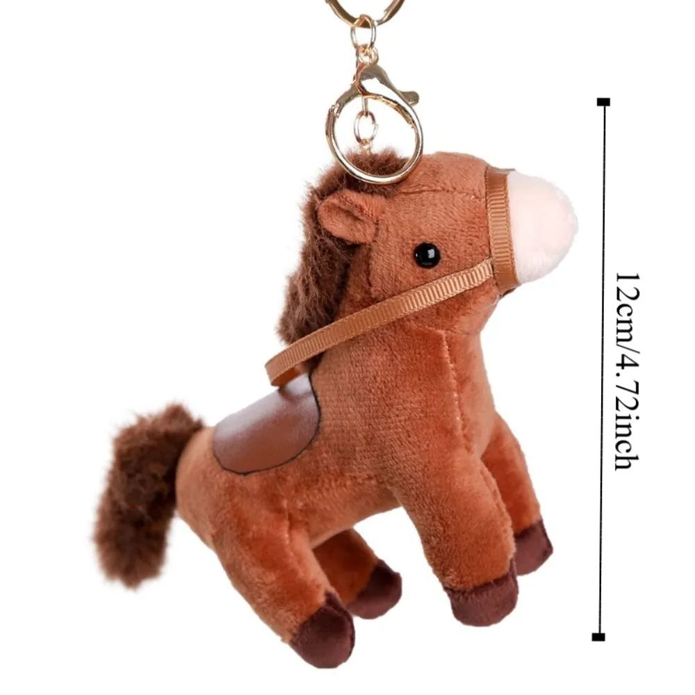 Chinese Style Vintage Pony Keychain PP Cotton Mascot Cartoon Animal Stuffed Fluffy Portable Chinese Horse Keyring
