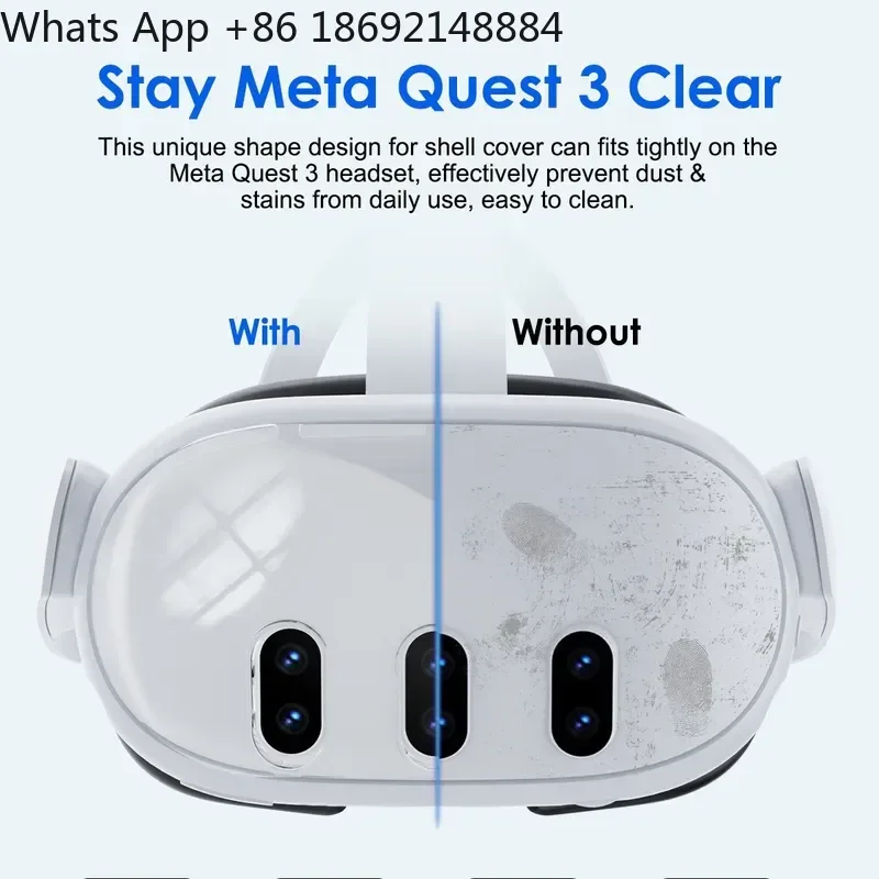 Crystal Case for Meta Quest 3 VR Headset Accessories Protective Headwear Case for Meta Quest 3