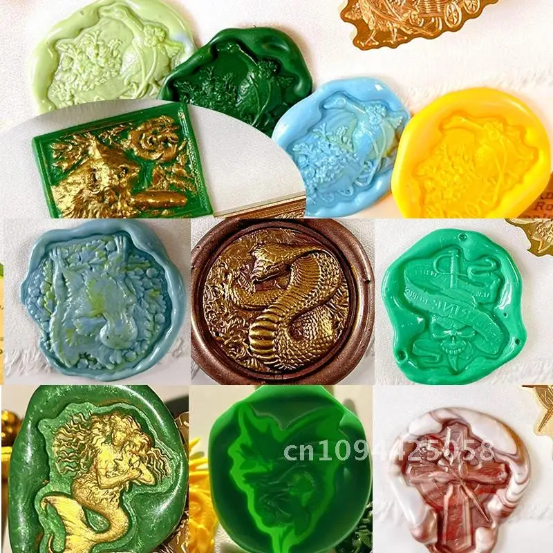 

Retro 3D Embossed Wax Paint Seal Stamp Cat/Angel/Flowers Head Cards Envelopes Wedding Invitations Scrapbooking Festival