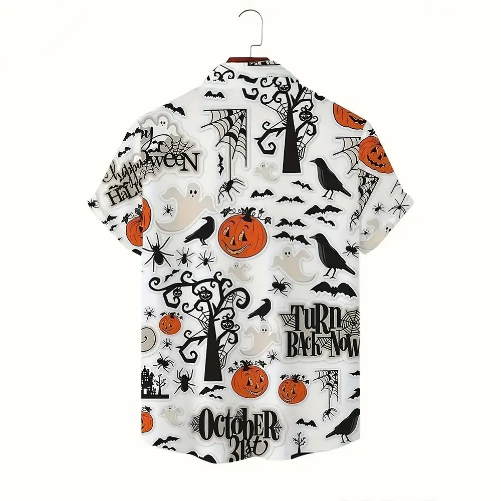 Halloween Festival Street Fashion Trend Shirt Horror Pumpkin 3D Printed Short Sleeve Tops Unisex Party Casual Breathable Blouse