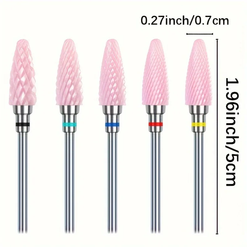 10 pièces forets à ongles en céramique, tige de 3/32 pouces, lime à ongles professionnelle pour manucure pédicure cuticule Gel élimination du vernis à ongles
