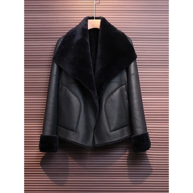 2026 FASHION Winter Jackets Sheepskin Shearling Jackets Women Double Face Leather Coats Wool Natural Leather