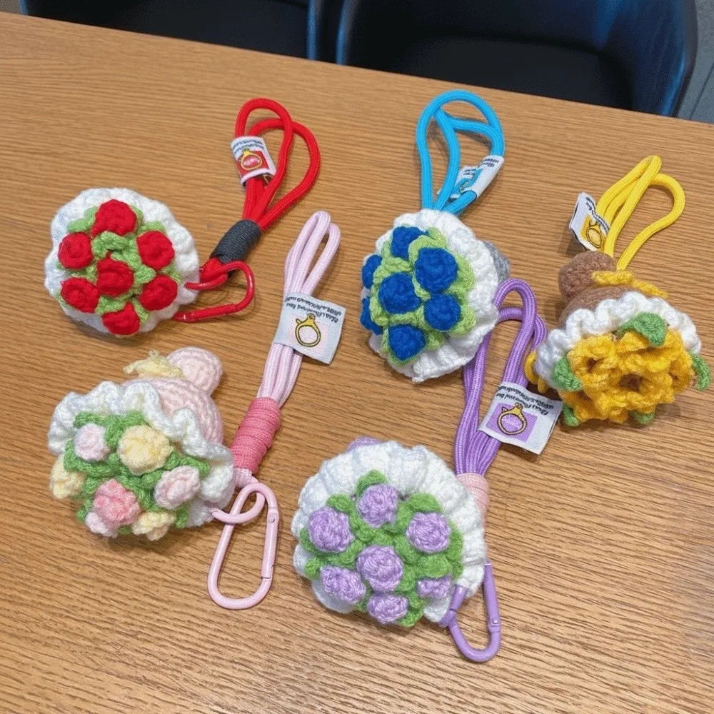 

Creative Crochet Flowers Crochet Rose Bouquet Keychain Mini Handmade Crochet Flowers Mini Flower Charm Valentine's Day