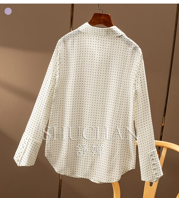 Polka Dots, Elegant Workplace Silk Shirt Women 3Z47 Blusas De Mujer Bonitas Y Baratas  Blusas Femininas Elegantes