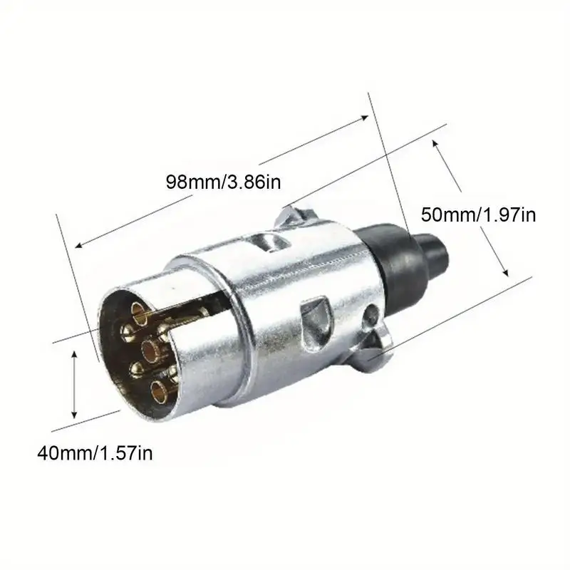 1Pc Durable 7 Pin Aluminium Alloy Plug Trailer Truck Towing Electrics 12V Connector Professional Replacement for Truck EU Plug
