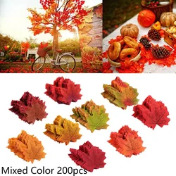 100/200Pcs Artificial Maple Leaf Autumn Fake Leaves Crafts Wedding XMAS Party Decor Halloween Christma Thanksgiving Decor