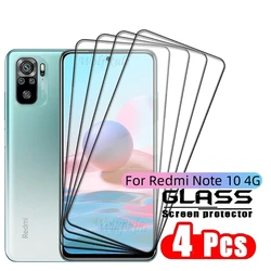4PCS For Redmi Note 10 Glass Xiaomi Redmi Note 10 Tempered Glass Protective 9H Full Cover Glue Screen Protector Redmi Note 10 4G