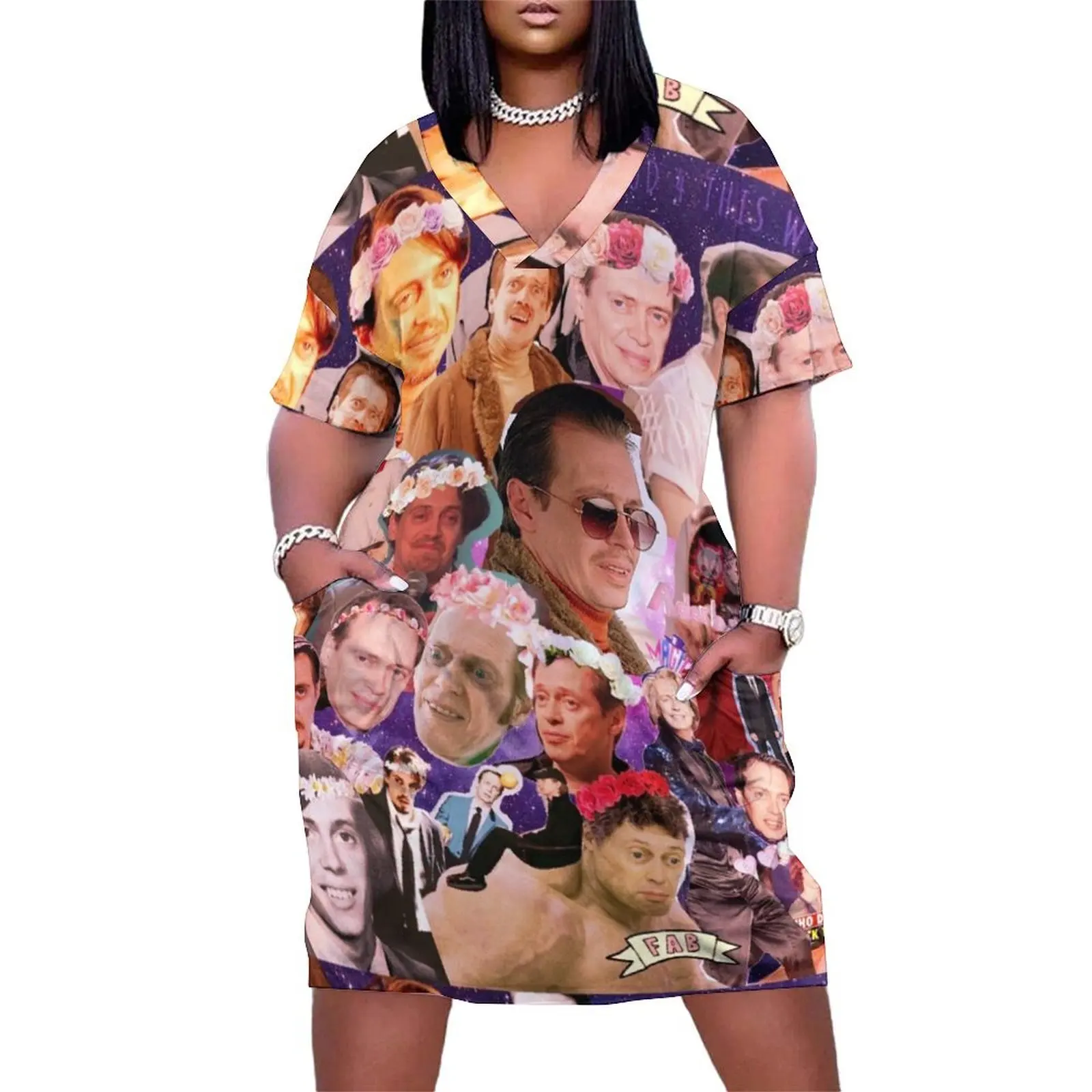 

Steve Buscemi Galaxy Collage Loose Pocket Dress Woman's evening dress summer dresses ladies 2025 fairy dress dresses for women