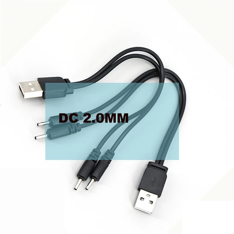 1 usb male to 2 way DC 2.0mm charging power connector cord cable for earphone charging wire 2 in 1 B4