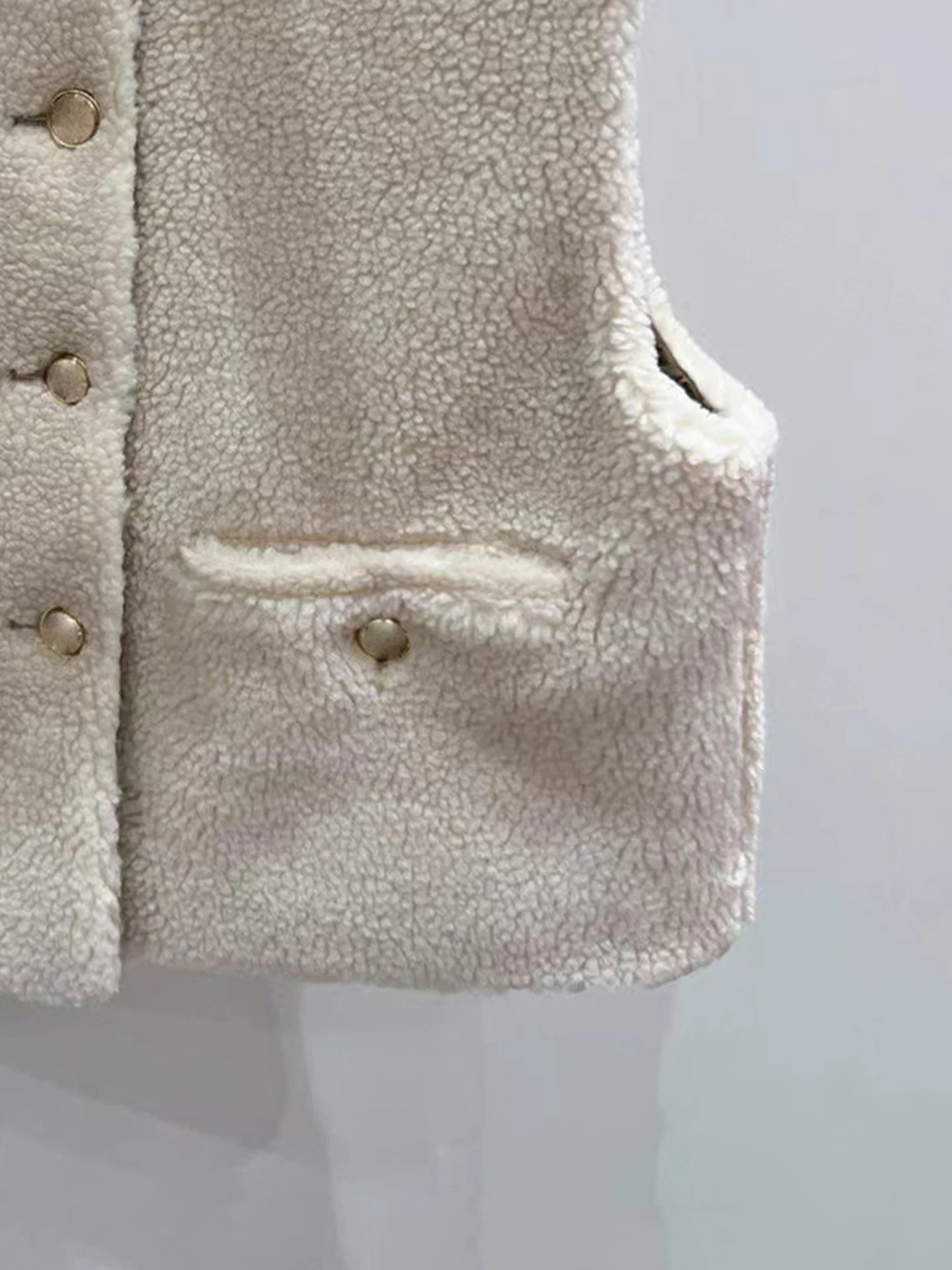 

M Home Nan You Double-Sided Wear Lamb Velvet Vest Top Women's Premium Faion Commute Sle ort Length Single Button