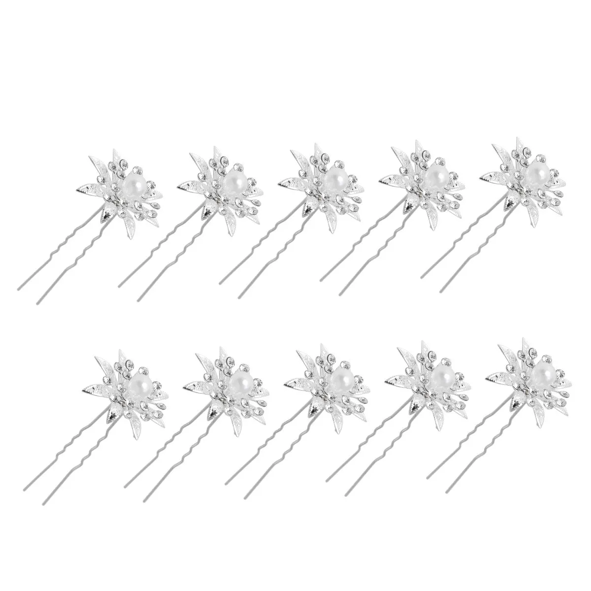 10Pcs Water Crystal Hairpins Elegant Floral Bridal Hairpin Wedding Hair Clip U Shaped Women Floral Hairpin for Ceremony