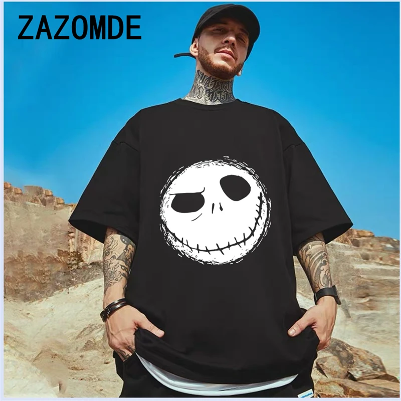 Футболка ZAZOMDE Мужская/женская с мультяшным принтом, винтажная уличная одежда в стиле хип-хоп, хлопковая повседневная одежда для пар, на лето