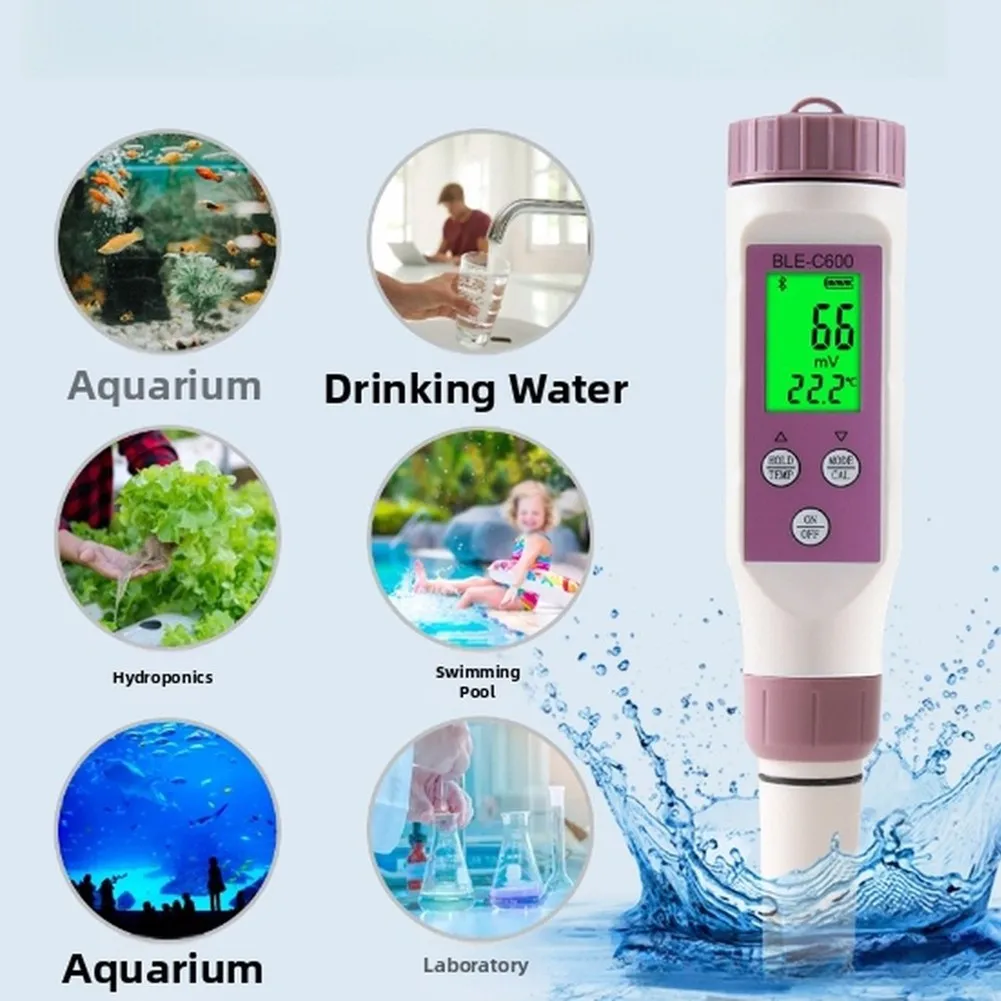 7-in-1 Water Quality Analyzer PH ORP Salt Tester With Auto Data Save For Aquarium Pool Hydroponics Testing Kit