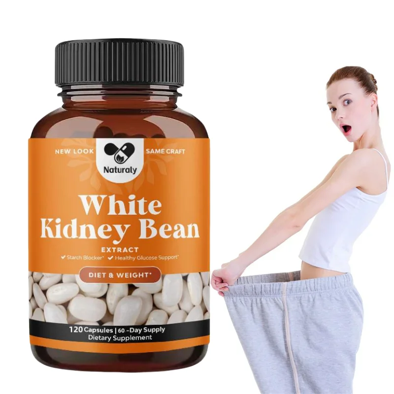 Natural white kidney bean extract - white kidney bean energy enhancer, AMPK activator, and antioxidant capsules - dietary fiber