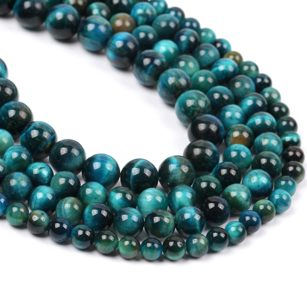 6mm-10mm Natürliche Blaue Tigerauge Stein Runde Perlen für Schmuck Machen Diy Armbänder Halskette 15"