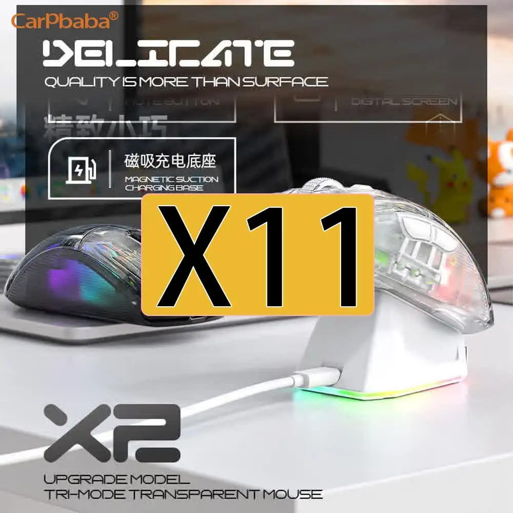 

Attack Shark A2X2PRO Battery Level Indicator Gaming Mouse Transparent Ergonomic Design Magnetic Bluetooth Rechargeable Mouse