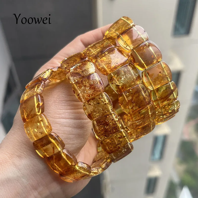 Natural Floral Amber Bracelet&Bangle Women Adult Jewelry High-End Handmade New Unique Original 100% Genuine Flower Amber Jewelry 4