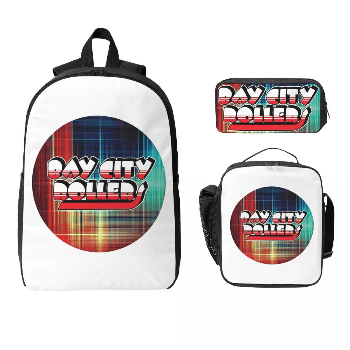 Bay City Rollers Backpack Student Boys Girls BookBag School Bag Computer Shoulder Bags 3ps Insulated Lunch Bag Pencil Case