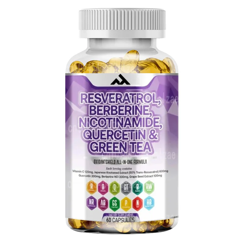 

Resveratrol and Berberine Complex, Containing Quercetin, Grape Seeds, Green Tea, Vitamin C, and Nicotinamide Nucleoside