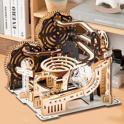 3D Wooden Puzzle Marble Run Set DIY Assemble Mechanical Model Building Kits STEAM Educational Toys for Adult Kids Birthday Gifts