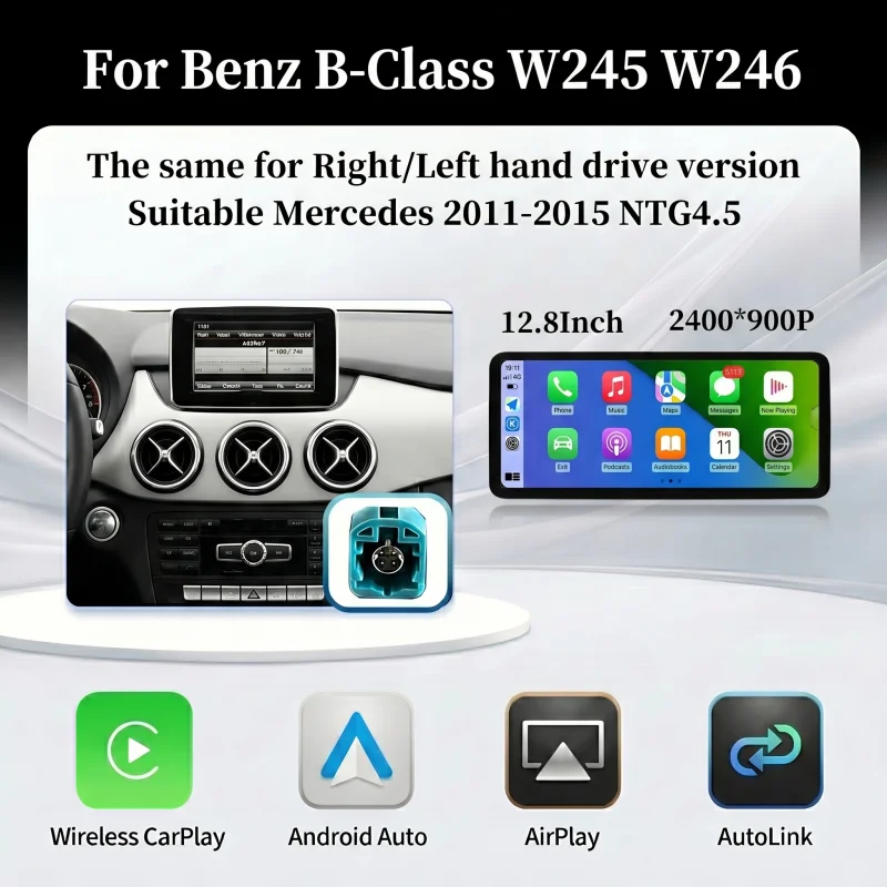 Bonroad 2400*900 Draadloos CarPlay Android Auto Multimedia Touchscreen voor Mercedes Benz A B Klasse W176 W246 CLA C117 GLA X156