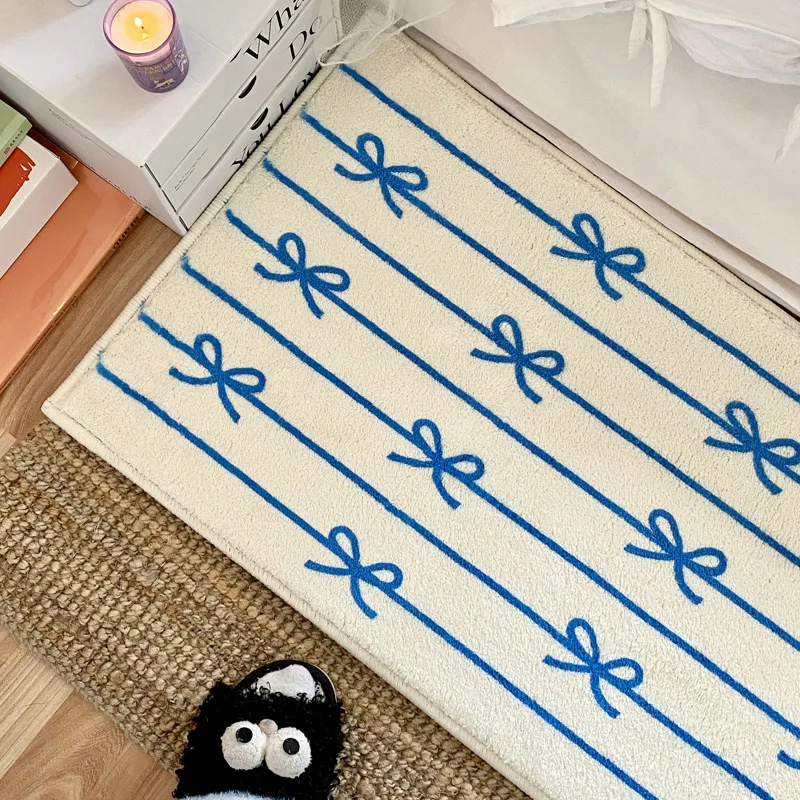 VIKAMA Tapis de chevet pour chambre d'enfant, tapis antidérapant résistant aux taches, dessin animé mignon, imitation cachemire, décoration de la maison