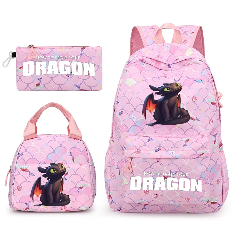 

Рюкзаки «Как приручить дракона», 3 шт., для подростков, с узором «рыбий хвост», школьные сумки с наплечными сумками, для путешествий, для мальчиков и девочек, повседневные, мочилы