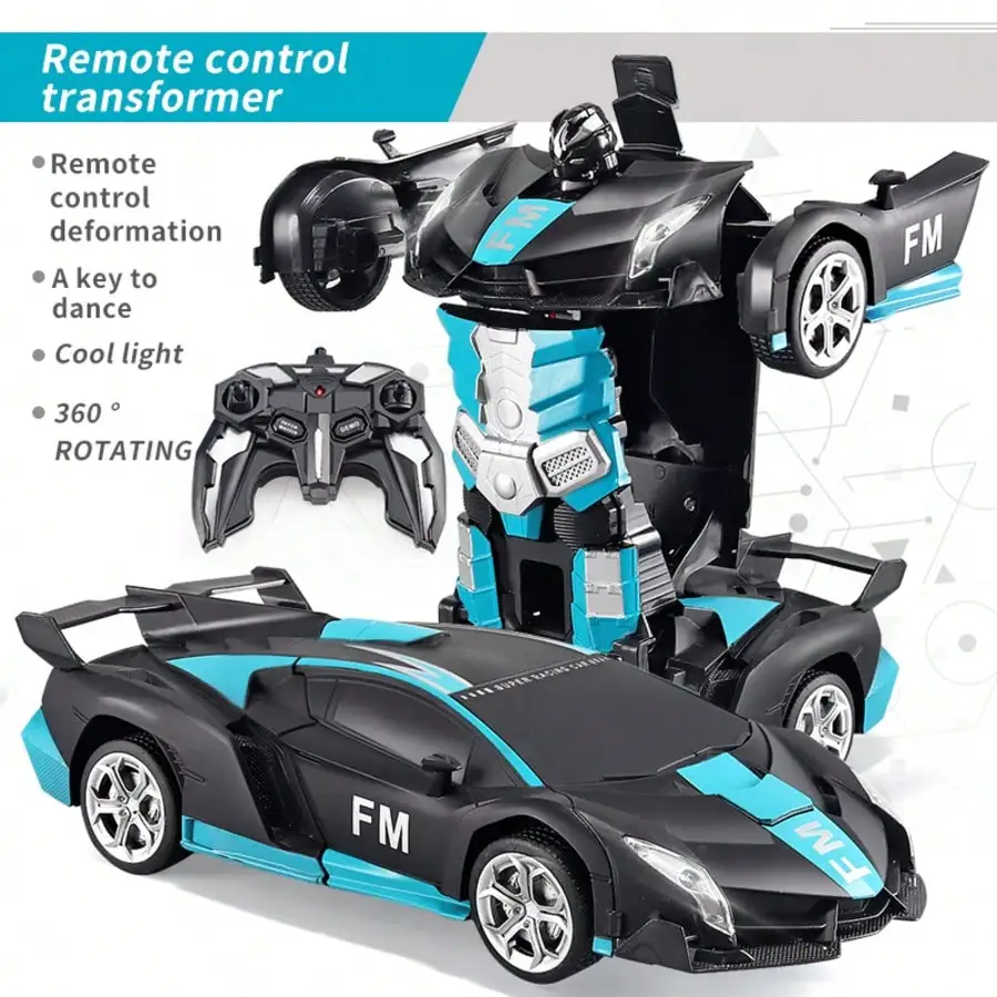 FENG MA Remote Control Transforming Robot Car, 1:18 Scale RC Deformation Vehicle With Rechargeable Battery, One-Button Transformation & Auto Demo, Best Holiday Birthday Gift