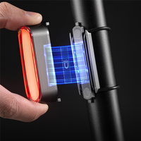 Classy-ROCKBROS Magnetic Bike Tail Light Rechargeable Type-C IPX6 Waterproof Smart Sensor 7 Lighting Modes Rear Bicycle Light