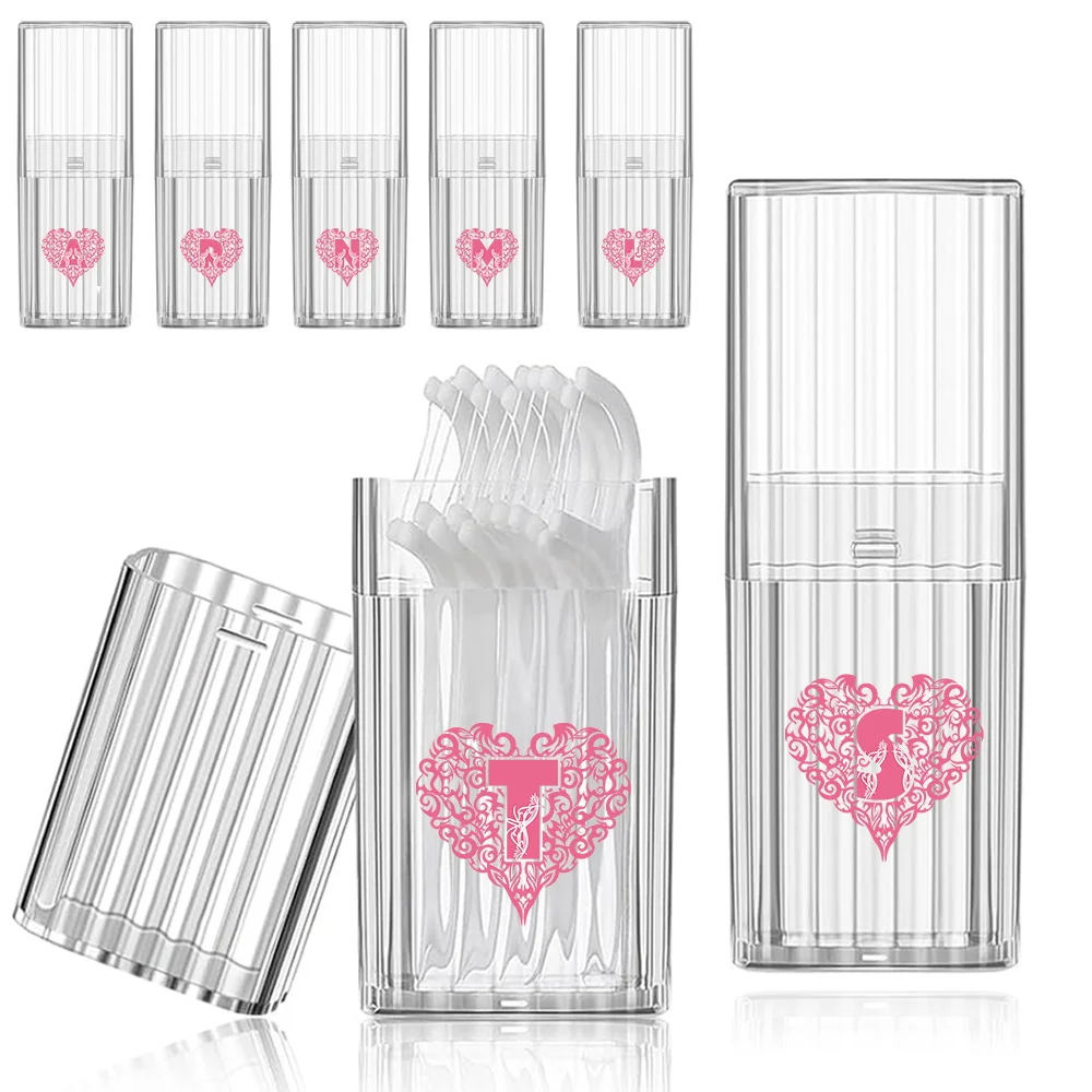 

Dental Floss Box Transparent Container For Cotton Swab Toothpick Band Aid Organizer Box Durable For Outdoor Love Letter Pattern